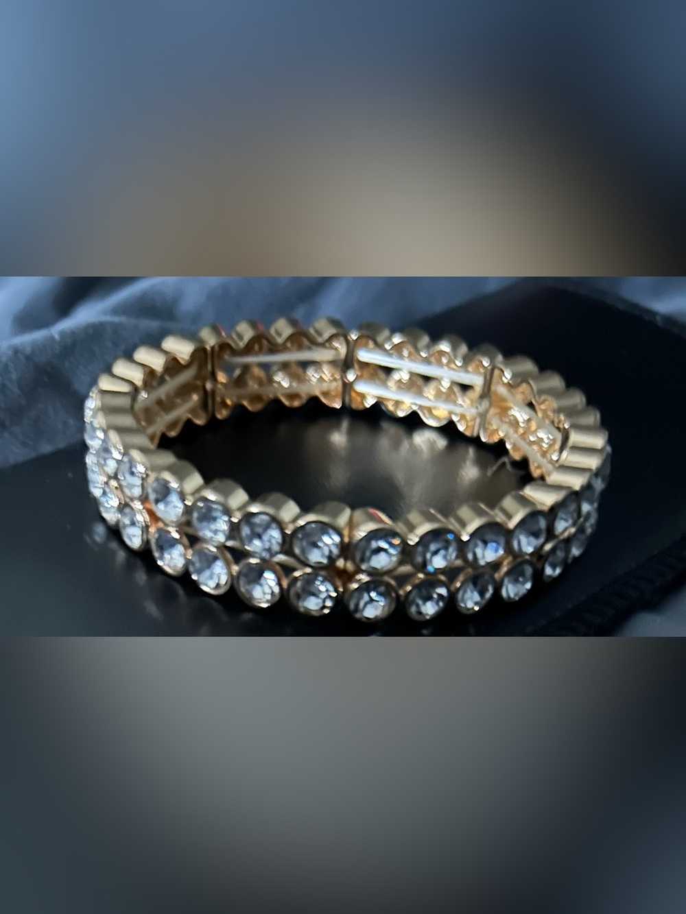Gold Crystal Stretch Bracelet - Elegant Women's Jewelry